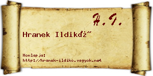 Hranek Ildikó névjegykártya
